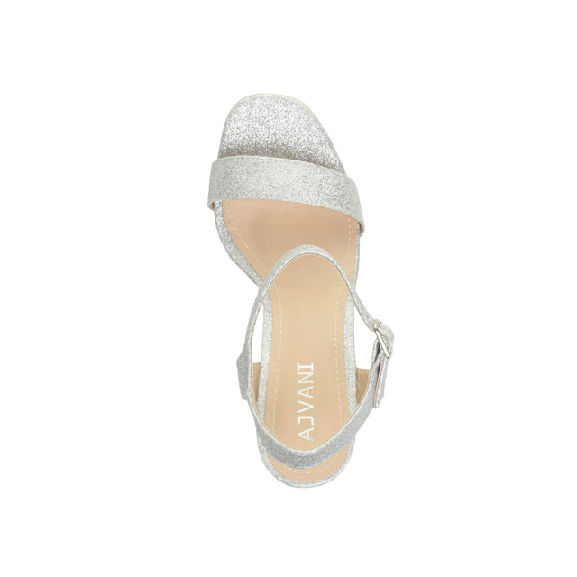 Top view of Silver Glitter High Heel Strappy Buckle Sandals