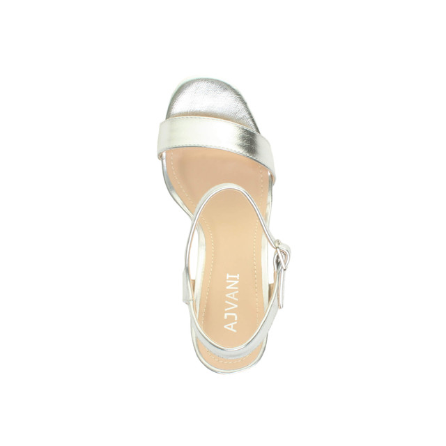 Top view of Silver PU High Heel Strappy Buckle Sandals