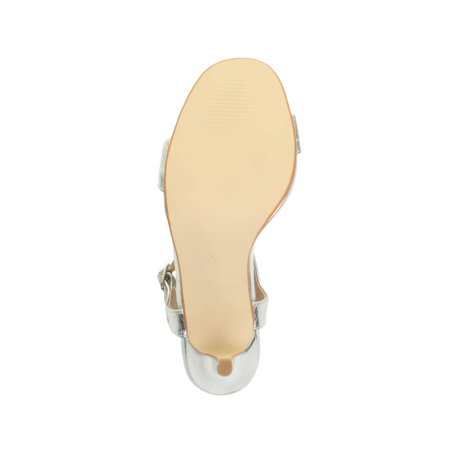 Bottom view of the sole of Silver PU High Heel Strappy Buckle Sandals