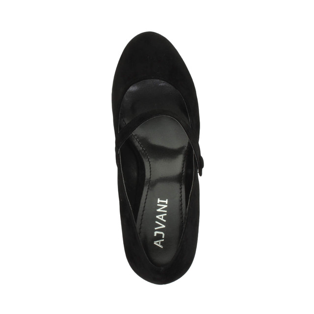 Top view of Black Suede Mid Heel Mary Jane Court Shoes