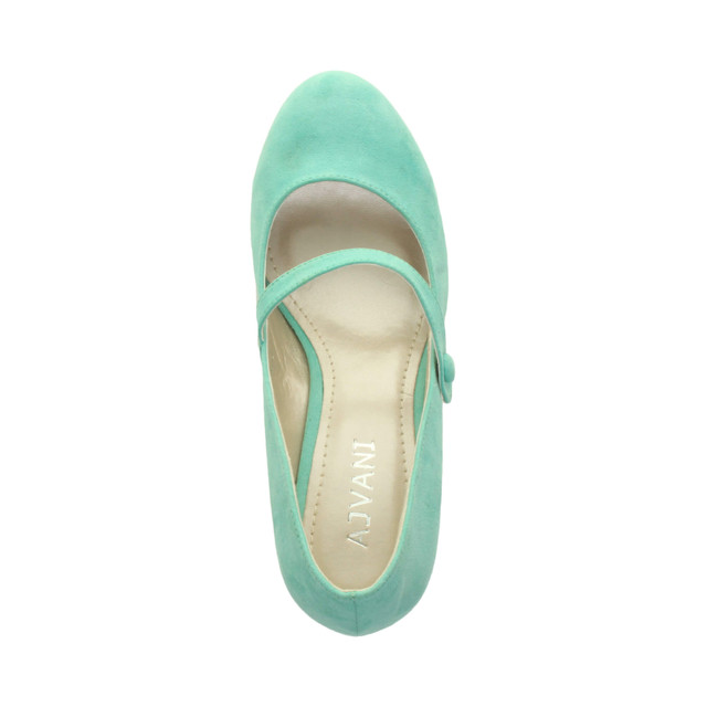 Top view of Mint Suede Mid Heel Mary Jane Court Shoes