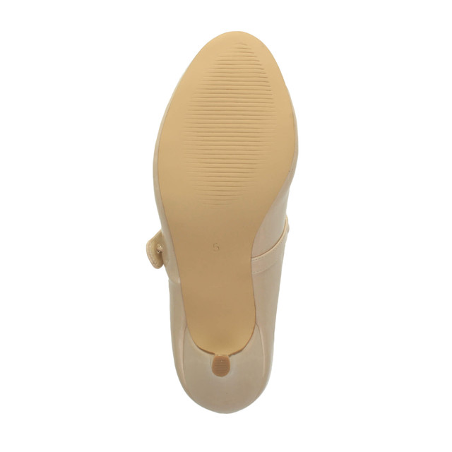 Bottom view of the sole of Nude Patent Mid Heel Mary Jane Court Shoes