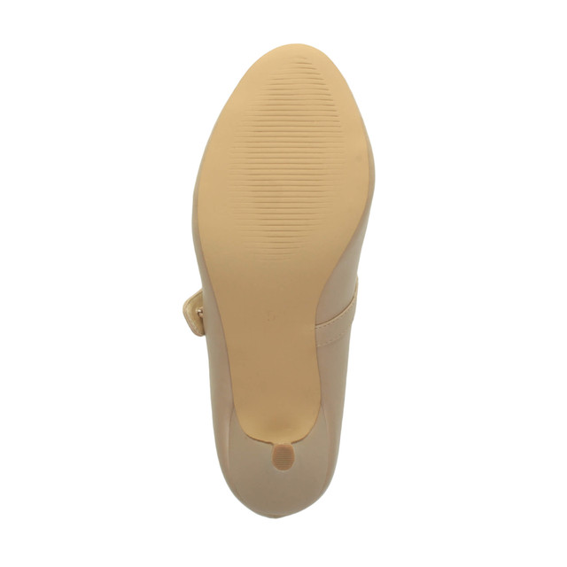 Bottom view of the sole of Nude PU Mid Heel Mary Jane Court Shoes