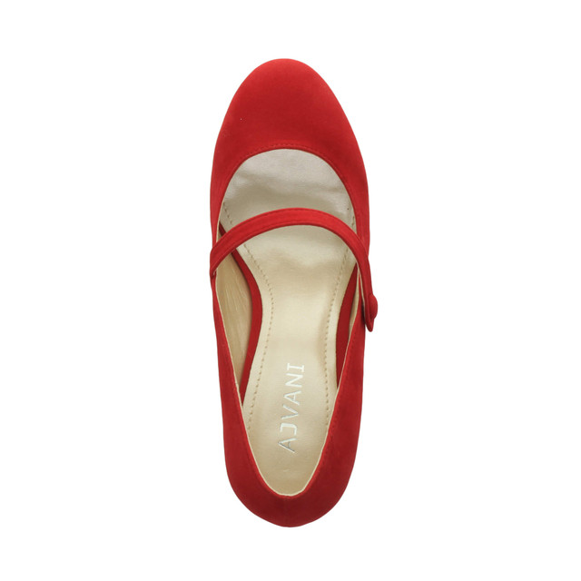 Top view of Red Suede Mid Heel Mary Jane Court Shoes