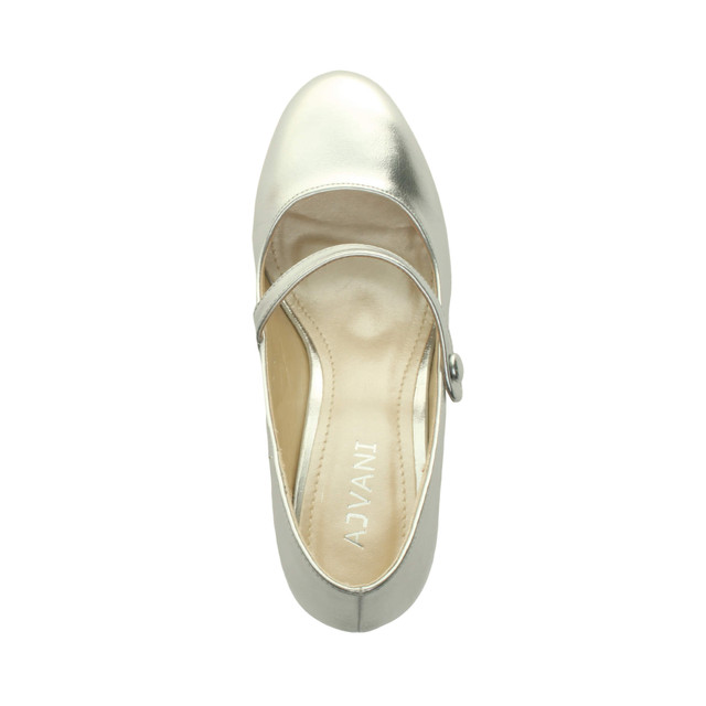 Top view of Silver PU Mid Heel Mary Jane Court Shoes