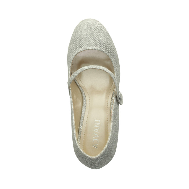 Top view of Silver Glitter Mid Heel Mary Jane Court Shoes