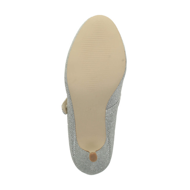 Bottom view of the sole of Silver Glitter Mid Heel Mary Jane Court Shoes
