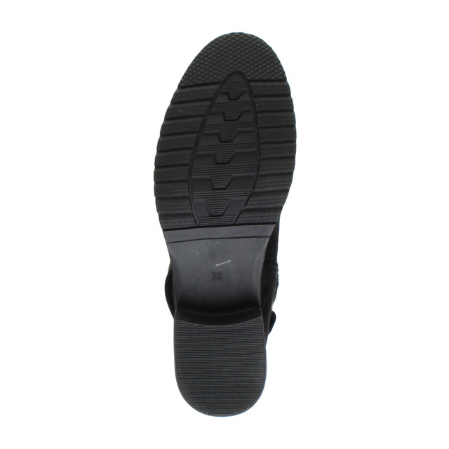 Bottom view of the sole of Black Suede Low Heel Stretch Over The Knee Boots