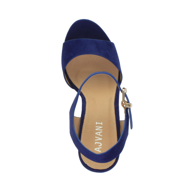 Top view of Blue Suede High Block Heel Sandals
