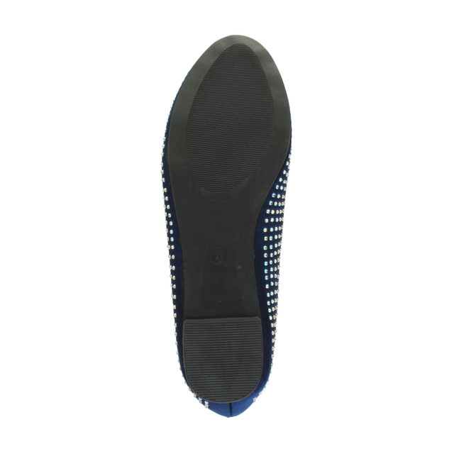Bottom view of the sole of Navy Satin Flat Diamante Ballerinas Loafers Shoes