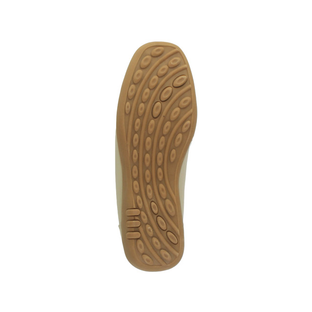 Bottom view of the sole of Beige Low Heel Wedge Comfort Boat Shoes Loafers