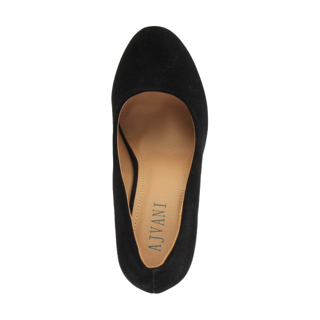 Top view of Black Suede High Heel Platform Court Shoes