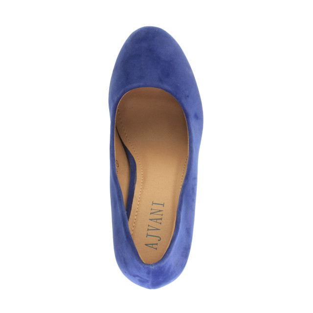 Top view of Cobalt Blue Suede High Heel Platform Court Shoes