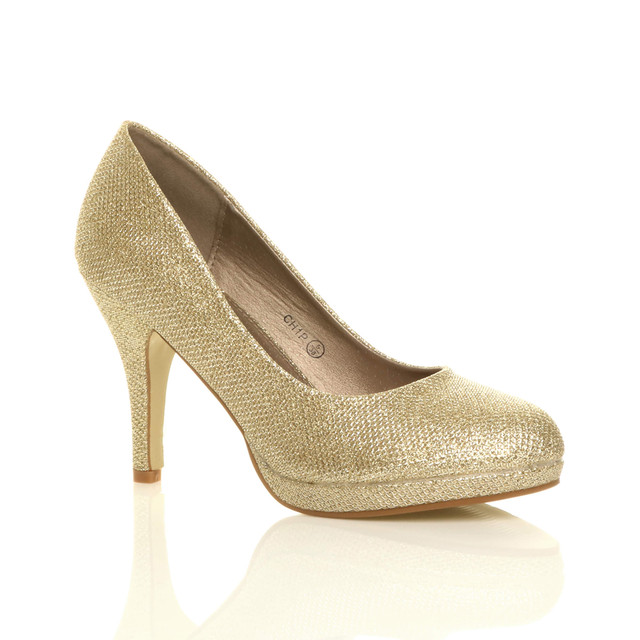 Womens High Heel Platform Court Shoes 