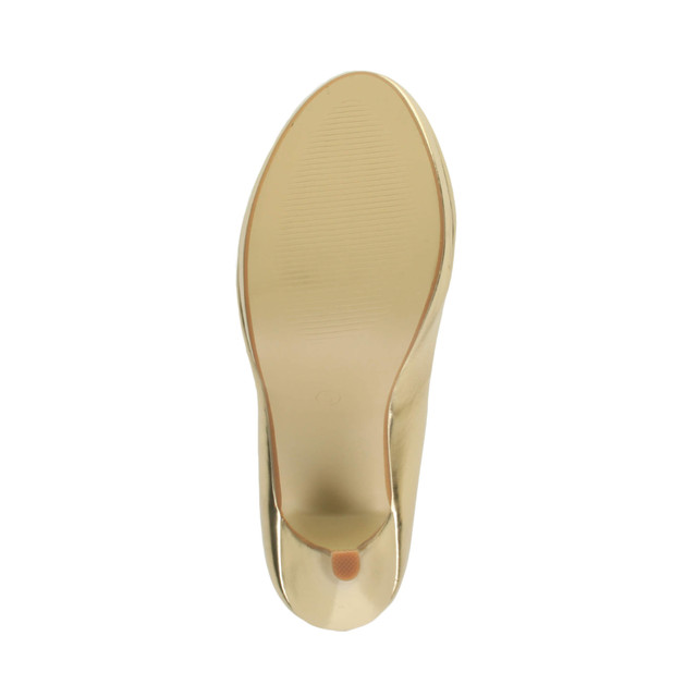 Bottom view of the sole of Gold PU High Heel Platform Court Shoes
