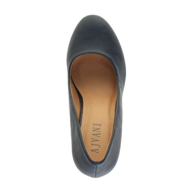 Top view of Navy PU High Heel Platform Court Shoes