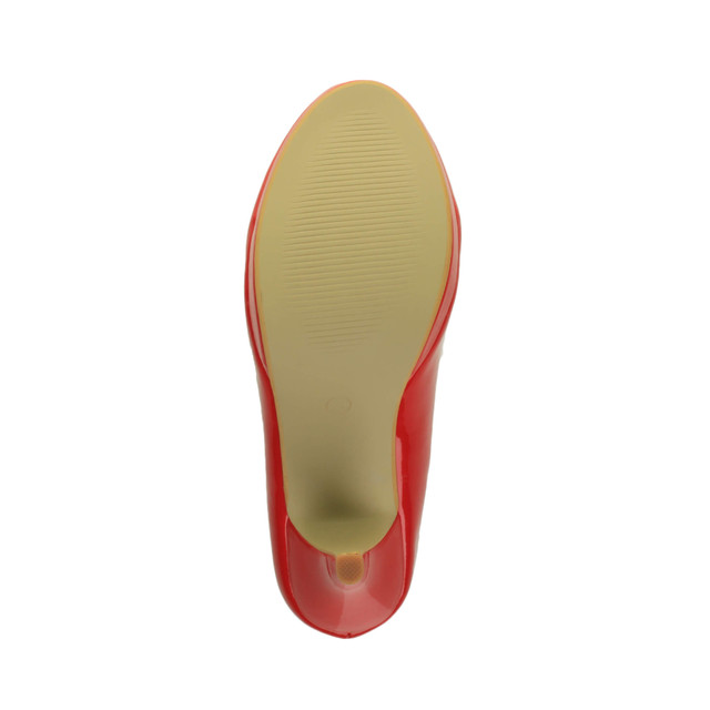 Bottom view of the sole of Red Patent High Heel Platform Court Shoes