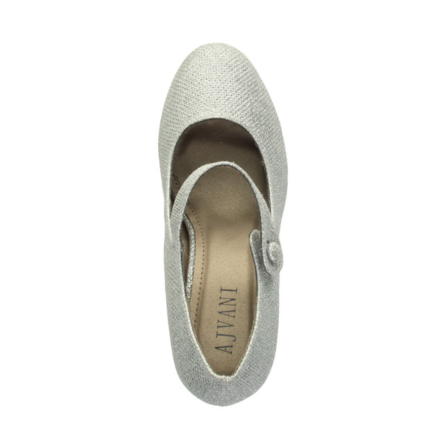Top view of Silver Glitter High Heel Platform Mary Jane Court Shoes