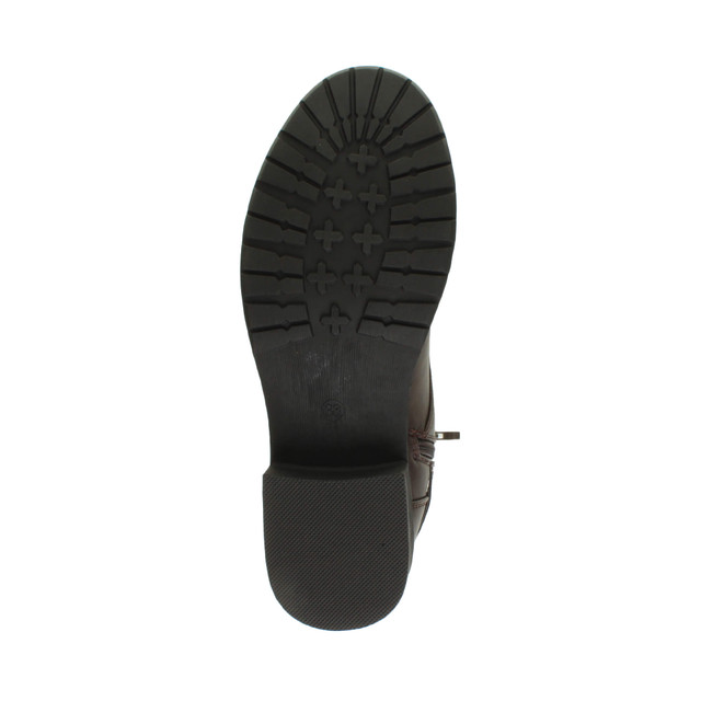 Bottom view of the sole of Brown PU Low Heel Biker Military Calf Boots