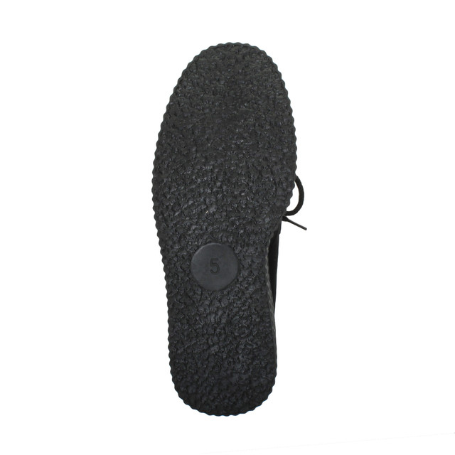 Bottom view of the sole of Black Suede Double Platform Flatform Wedge Brothel Creepers