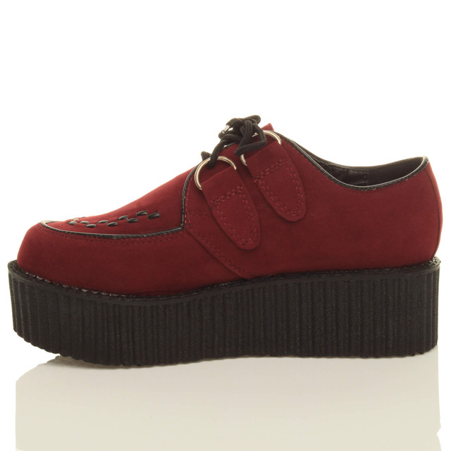 Left side view of Burgundy Suede Double Platform Flatform Wedge Brothel Creepers