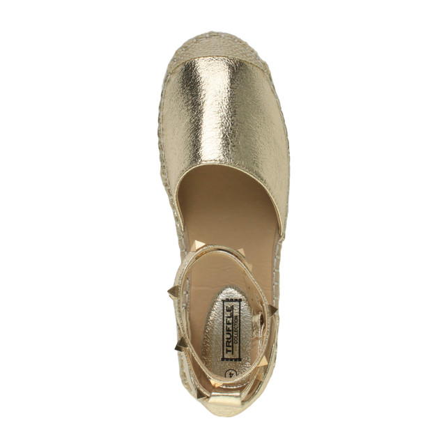 Top view of Gold PU Flat Studded Ankle Strap Espadrilles