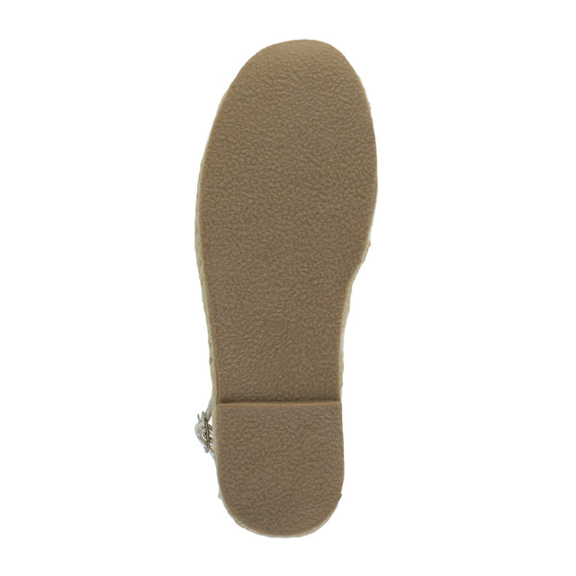 Bottom view of the sole of Silver PU Flat Studded Ankle Strap Espadrilles