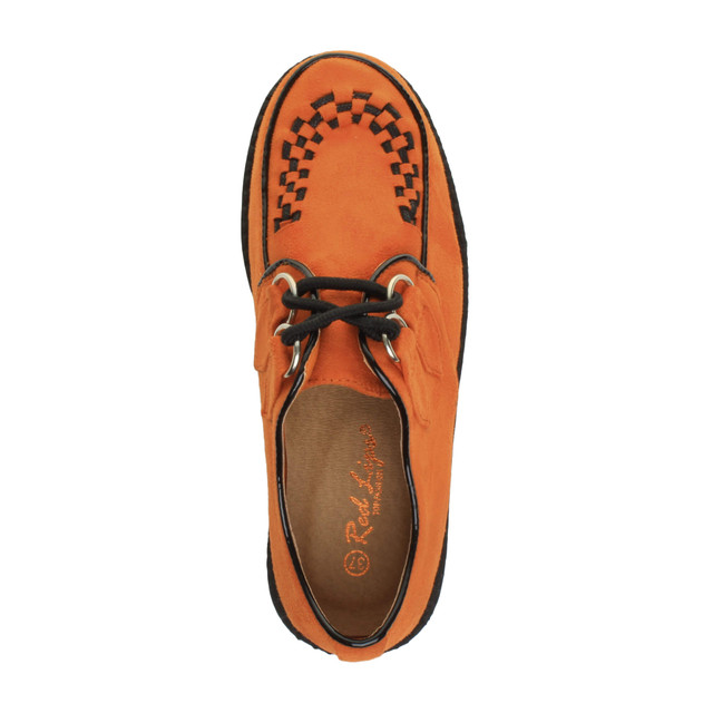Top view of Orange Suede Low Heel Wedge Platform Brothel Creepers