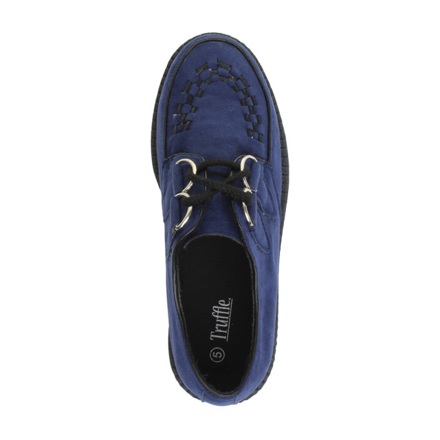 Top view of Navy Suede Low Heel Wedge Platform Brothel Creepers