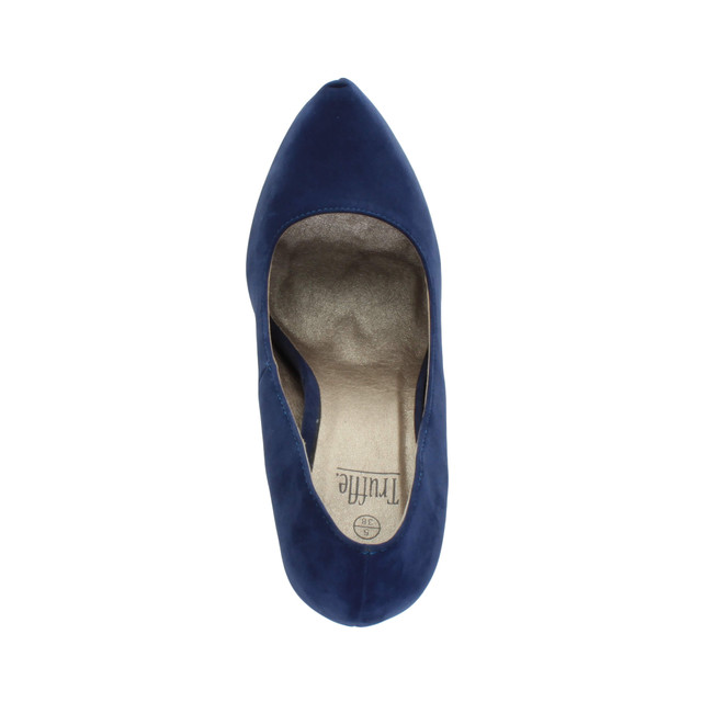 Top view of Cobalt Blue Suede High Heel Pointed Platform Court Shoes