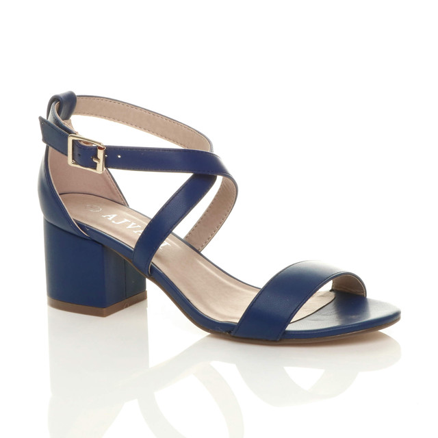 Navy mid block heel clearance sandals