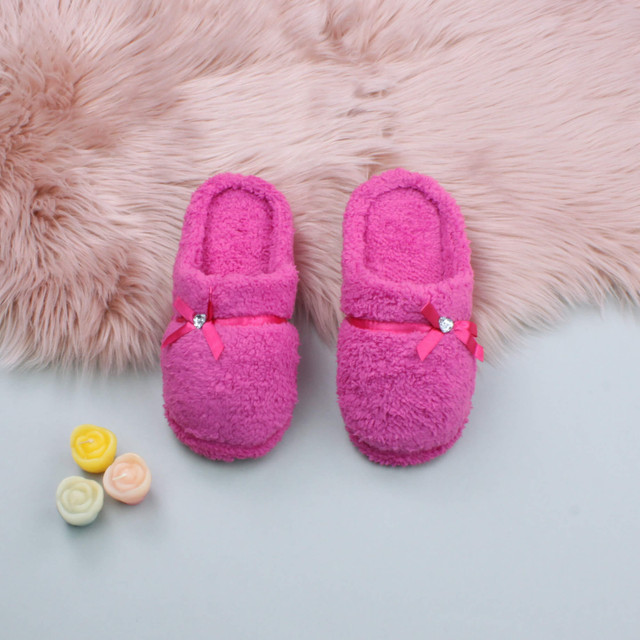 Fuchsia Pink Flat Fleece Fluffy Mules Slippers