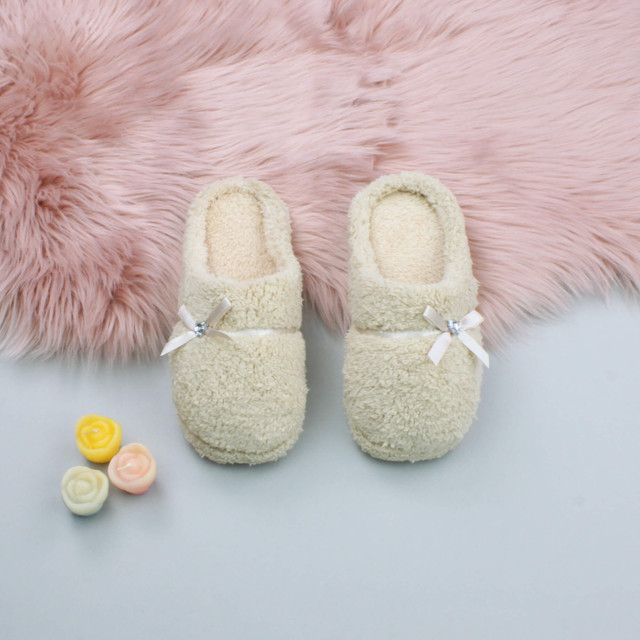 Beige Flat Fleece Fluffy Mules Slippers