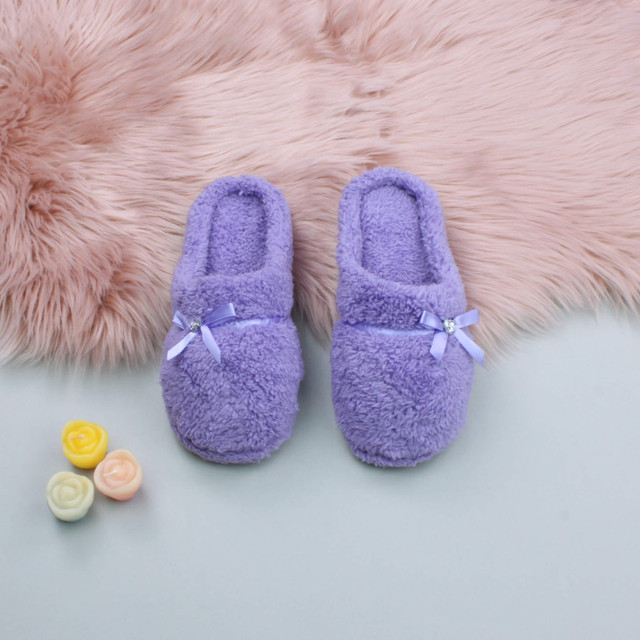 Lilac Flat Fleece Fluffy Mules Slippers