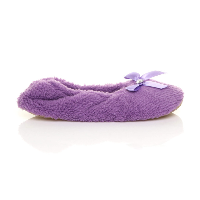 Right side view of Lilac Fleece Fluffy Footlets Slippers Socks