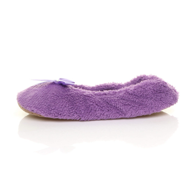 Left side view of Lilac Fleece Fluffy Footlets Slippers Socks