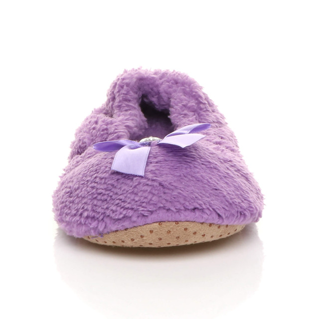 Front view of Lilac Fleece Fluffy Footlets Slippers Socks
