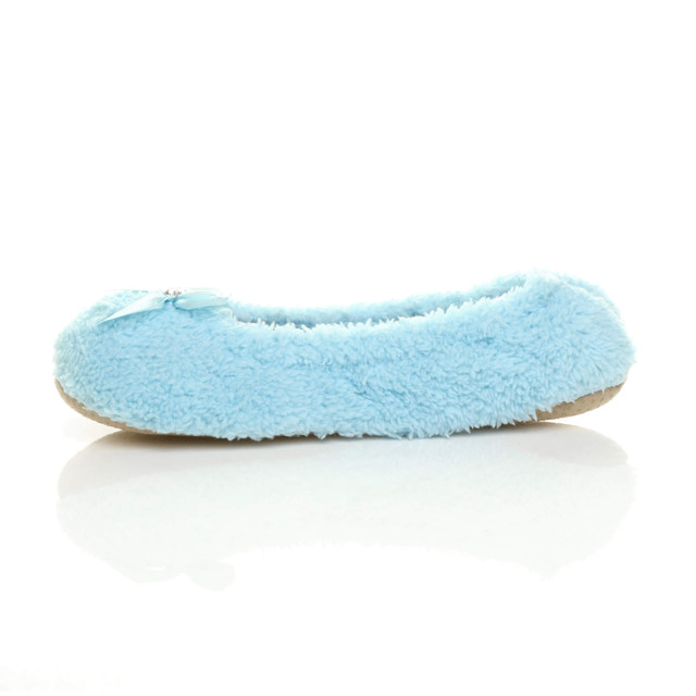 Left side view of Baby Blue Fleece Fluffy Footlets Slippers Socks