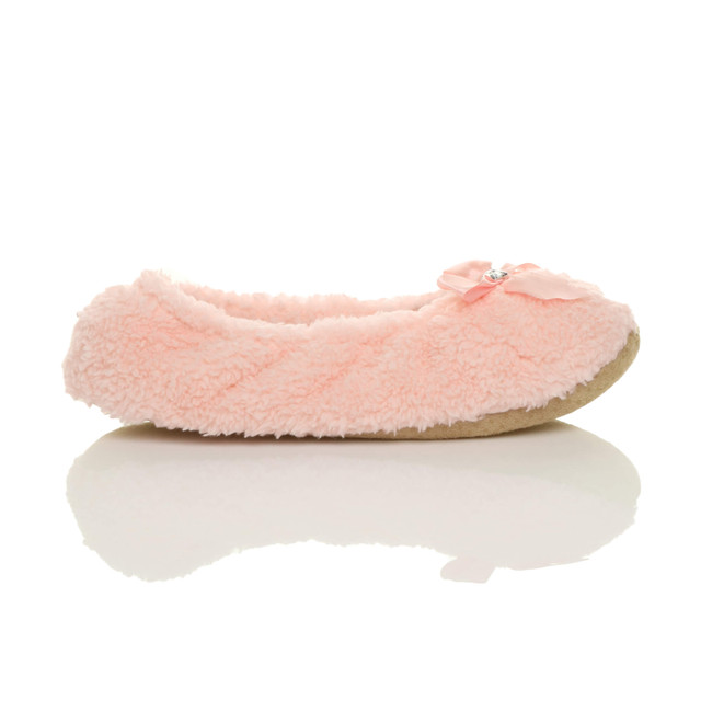 Right side view of Peach Fleece Fluffy Footlets Slippers Socks