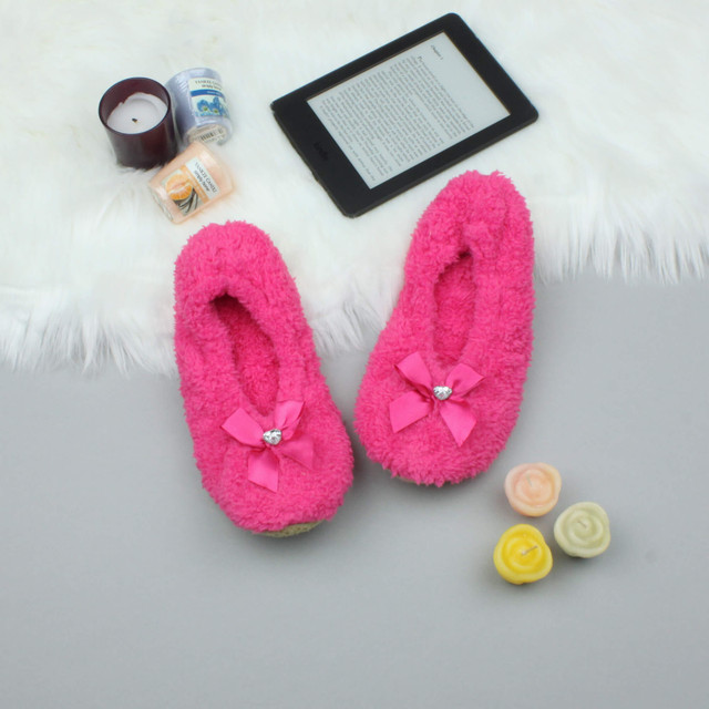 Fuchsia Pink Fleece Fluffy Footlets Slippers Socks