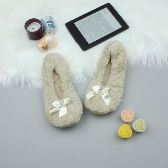 Beige Fleece Fluffy Footlets Slippers Socks
