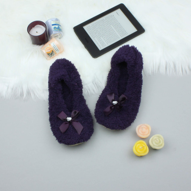 Purple Fleece Fluffy Footlets Slippers Socks