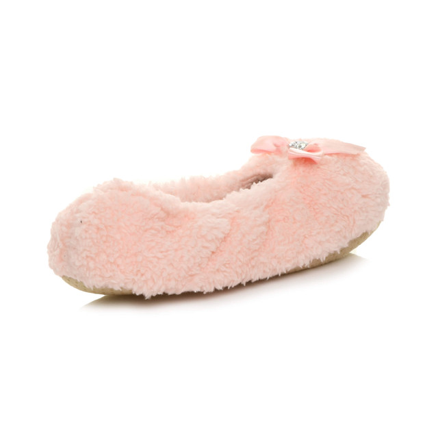 Back right side view of Peach Fleece Fluffy Footlets Slippers Socks