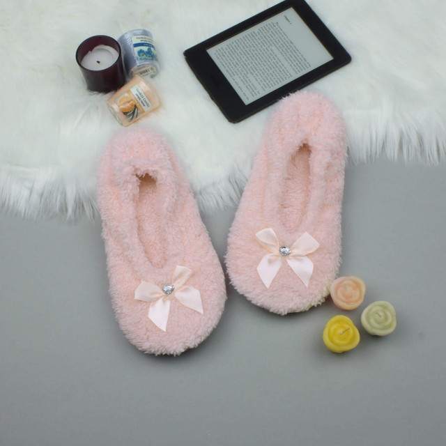 Peach Fleece Fluffy Footlets Slippers Socks