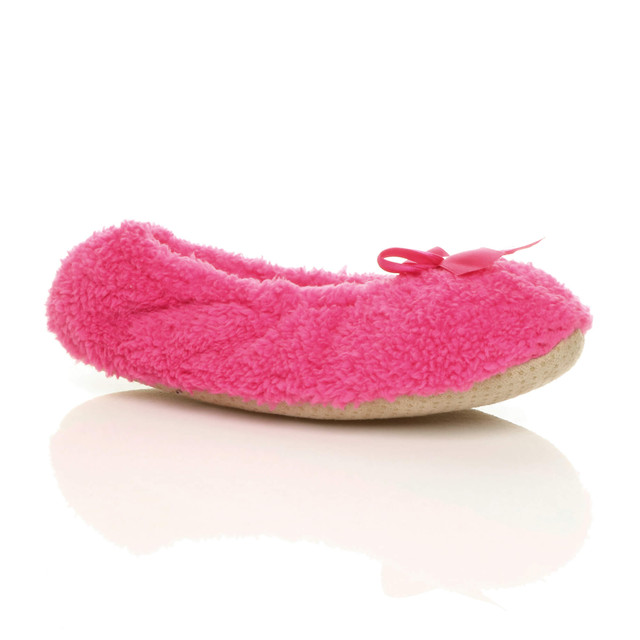 Front right side view of Fuchsia Pink Fleece Fluffy Footlets Slippers Socks