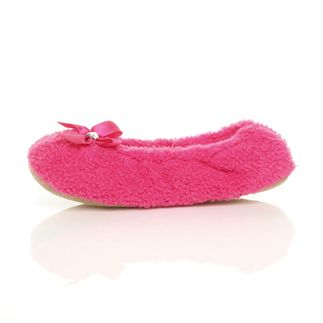 Left side view of Fuchsia Pink Fleece Fluffy Footlets Slippers Socks