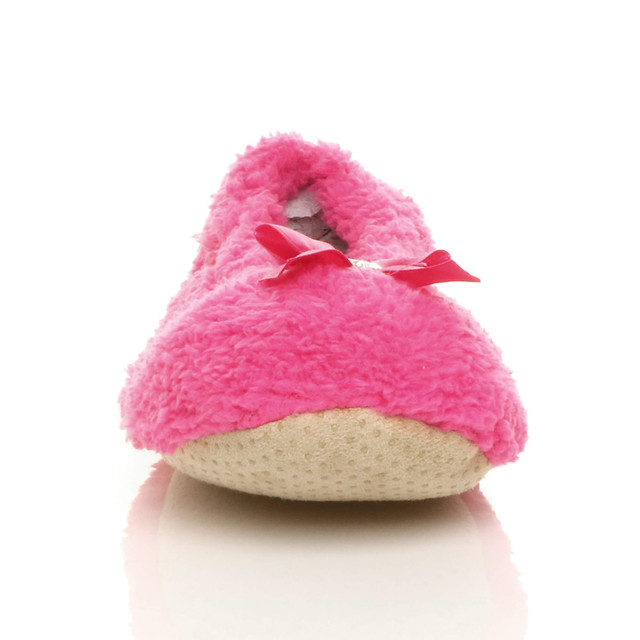 Front view of Fuchsia Pink Fleece Fluffy Footlets Slippers Socks