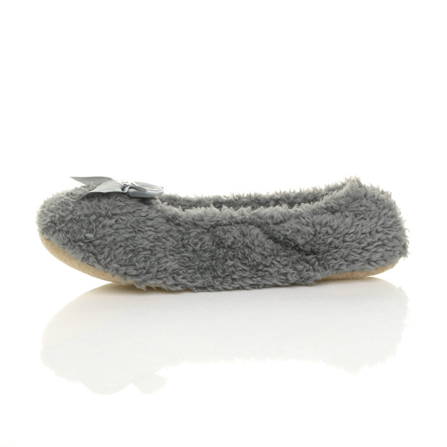 Left side view of Grey Fleece Fluffy Footlets Slippers Socks