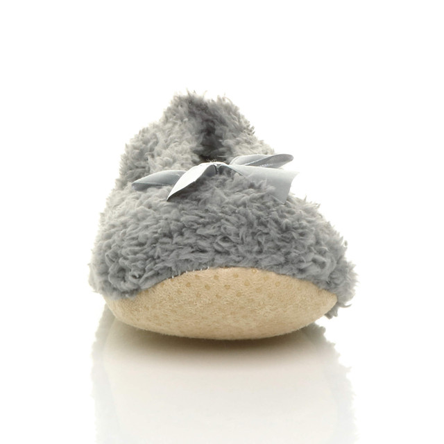 Front view of Grey Fleece Fluffy Footlets Slippers Socks