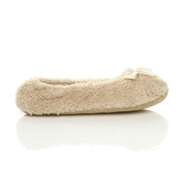 Right side view of Beige Fleece Fluffy Footlets Slippers Socks